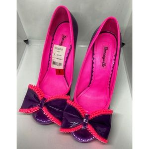 Betsey Johnson Purple Janae Bow Wedges